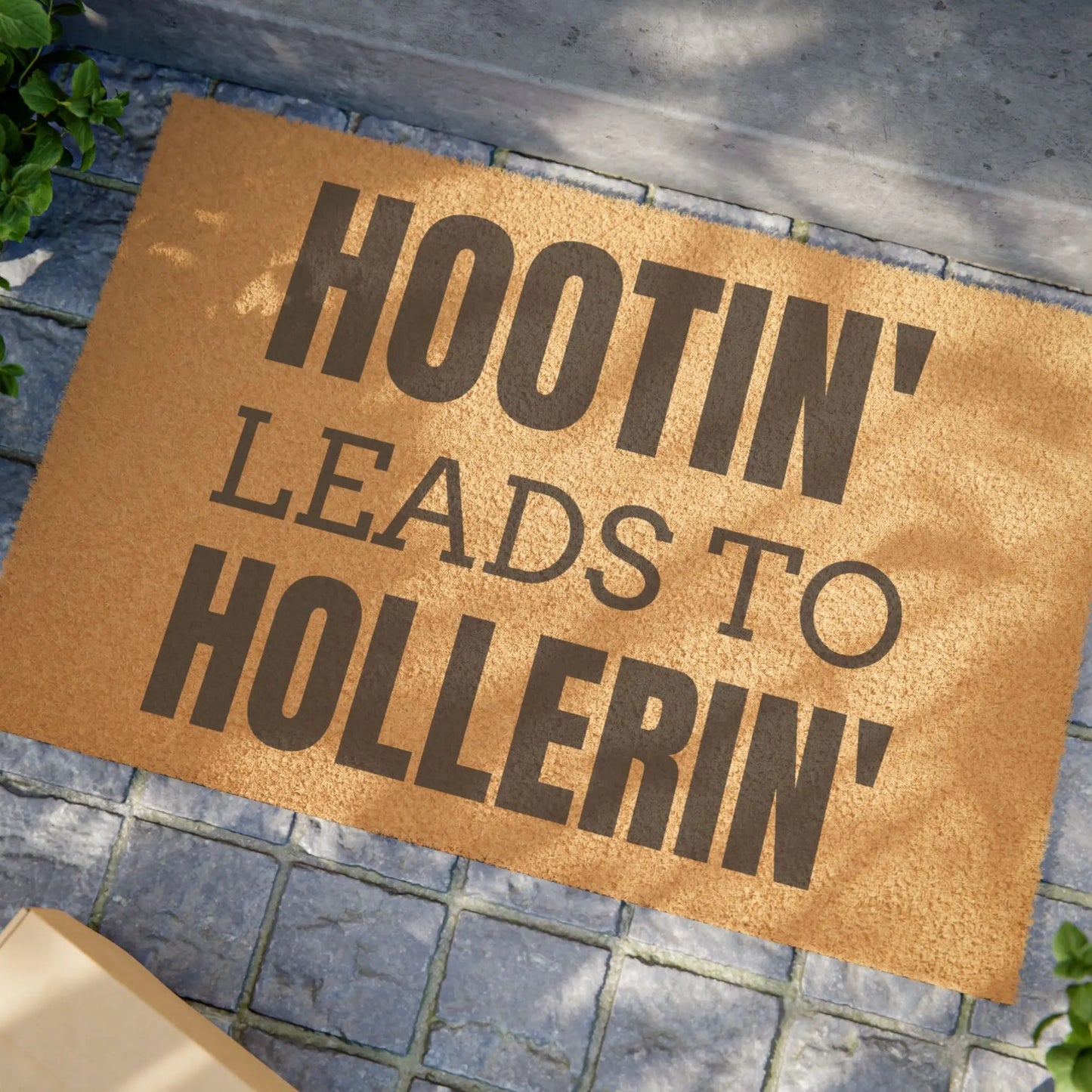 "Hootin' Leads to Hollerin'" Funny Rustic Doormat image 3