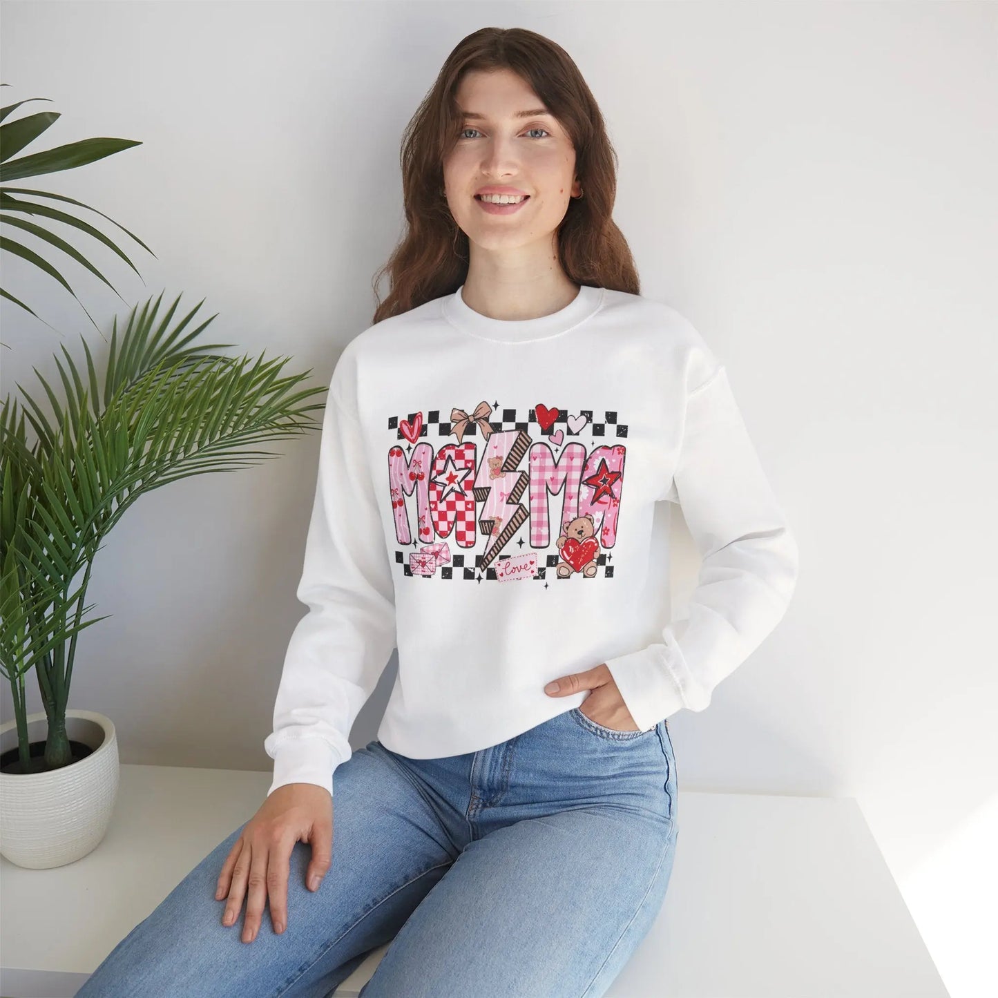 Checkered Valentine Mama Sweatshirt image 1