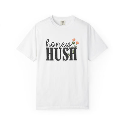 Honey Hush Floral T-Shirt — Cozy Script & Bold Vintage Block Tee