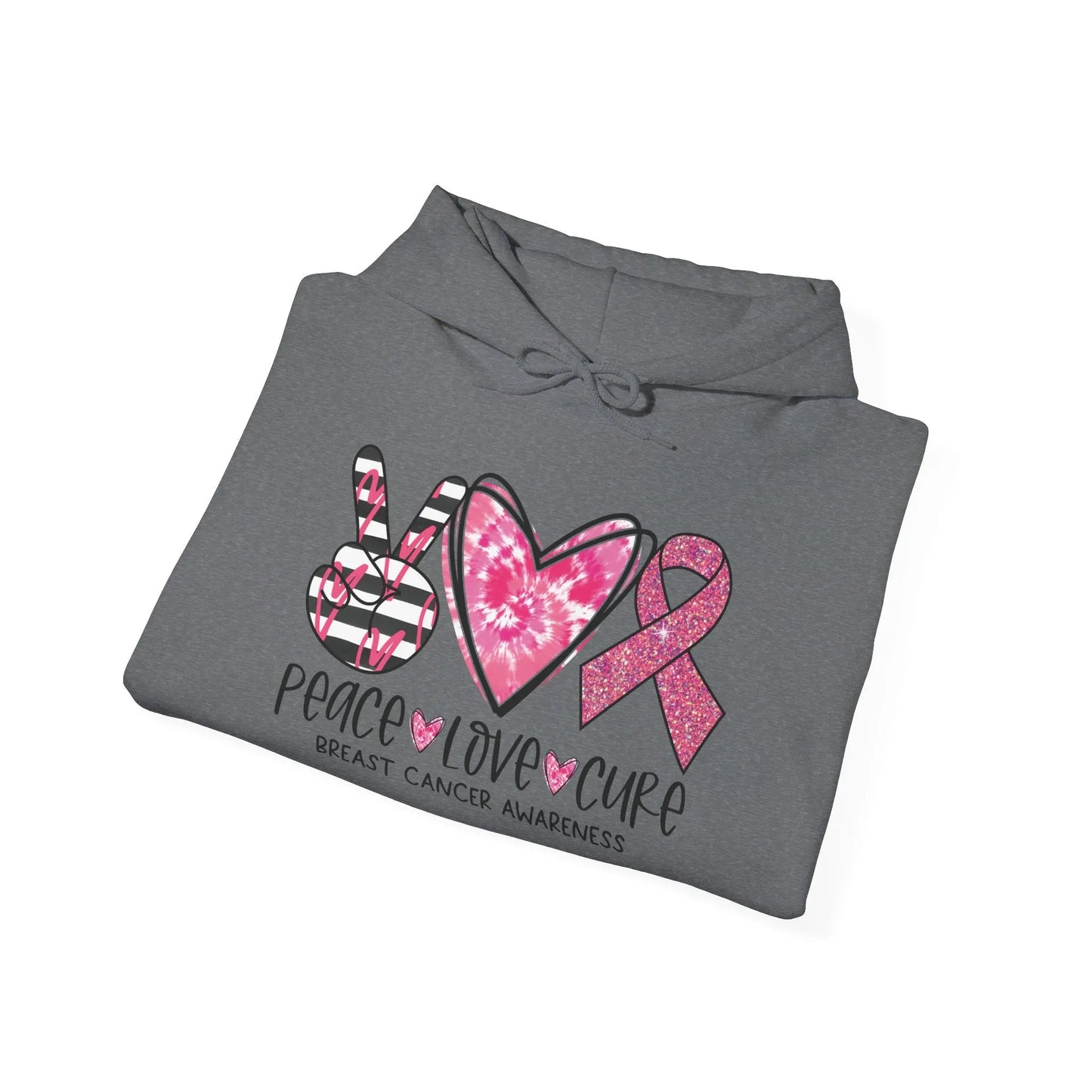 Peace, Love, Cure Breast Cancer Awareness Hoodie image 8