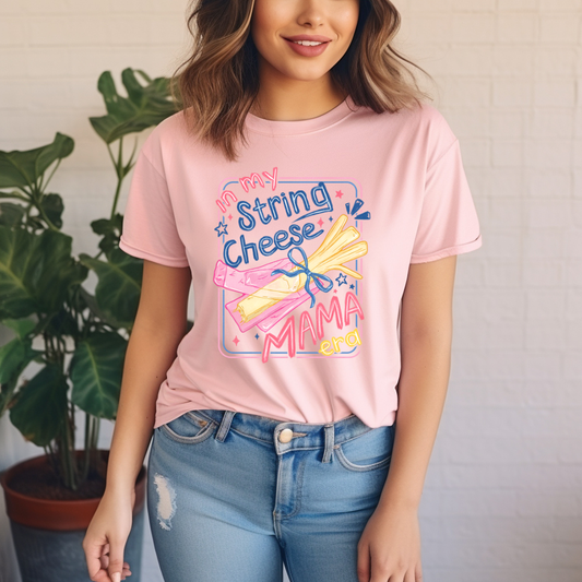 String Cheese Mama T-Shirt — Cute Pastel Mom Graphic Tee