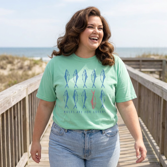 Rules Are For Losers Fish Graphic Tee - Vintage Coastal Unisex T-Shirt