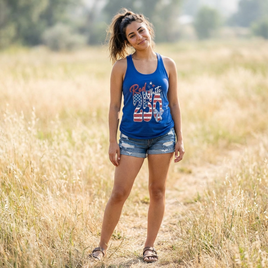 Red, White, & 250 Racerback Tank