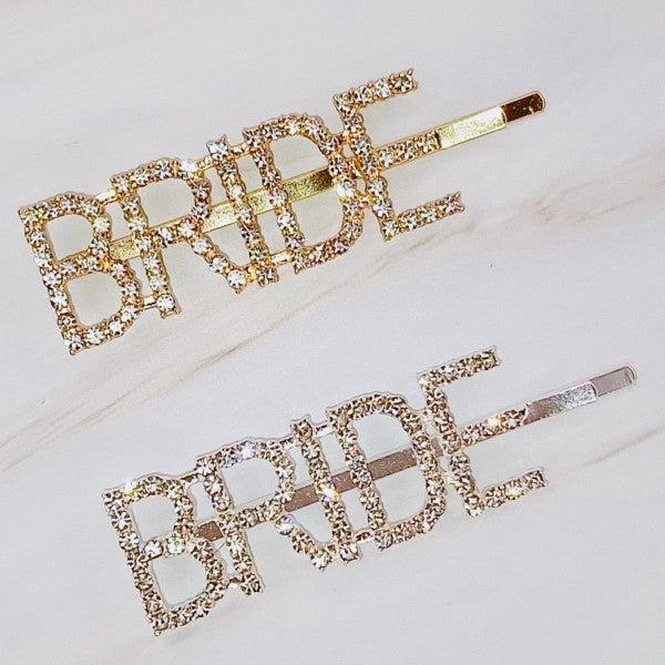 Gold glam bride hair pin set with crystal embellishments