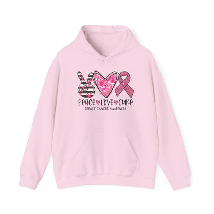 Peace, Love, Cure Breast Cancer Awareness Hoodie image 0