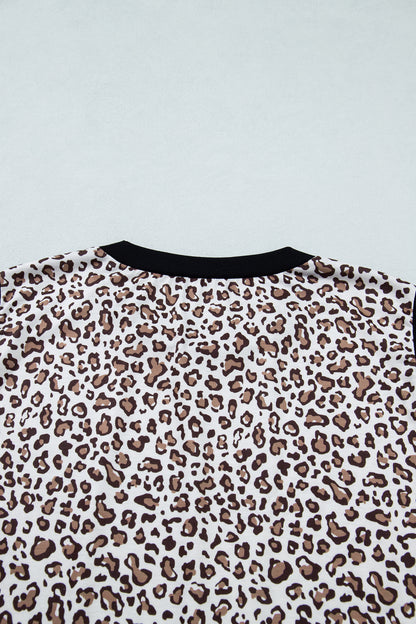 Plus Size Khaki Leopard Print Sleeveless Vest
