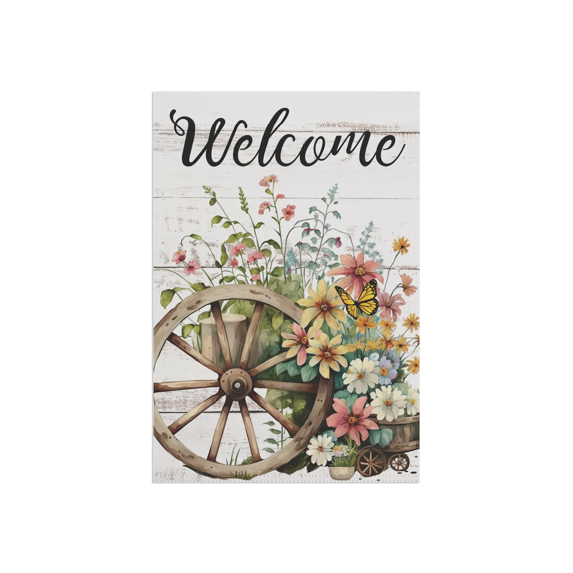 Floral Wagon Wheel Garden Flag image 2