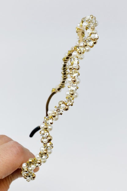 Bedazzled crystal headband side view showing elegant details