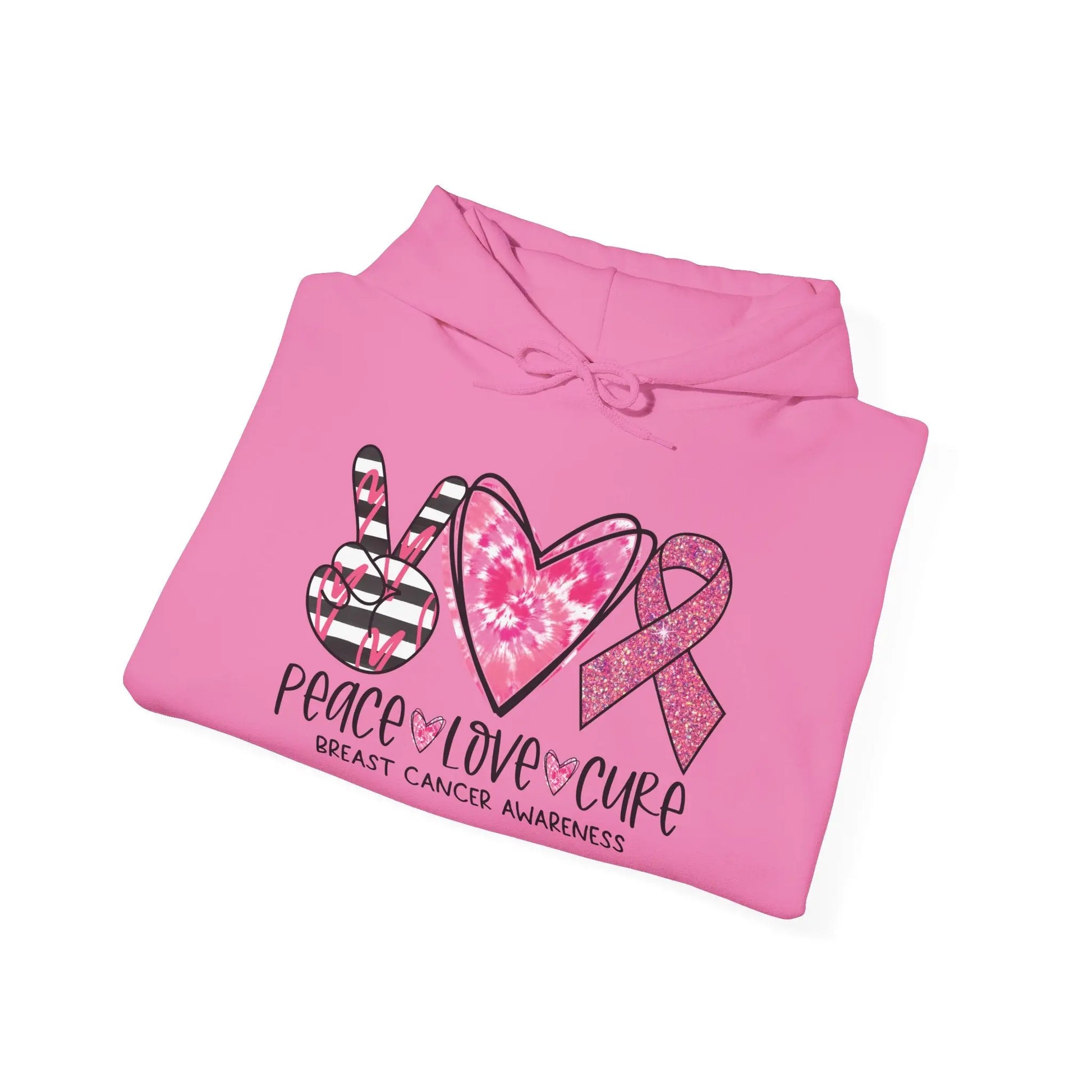Peace, Love, Cure Breast Cancer Awareness Hoodie image 11