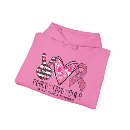 Peace, Love, Cure Breast Cancer Awareness Hoodie image 11