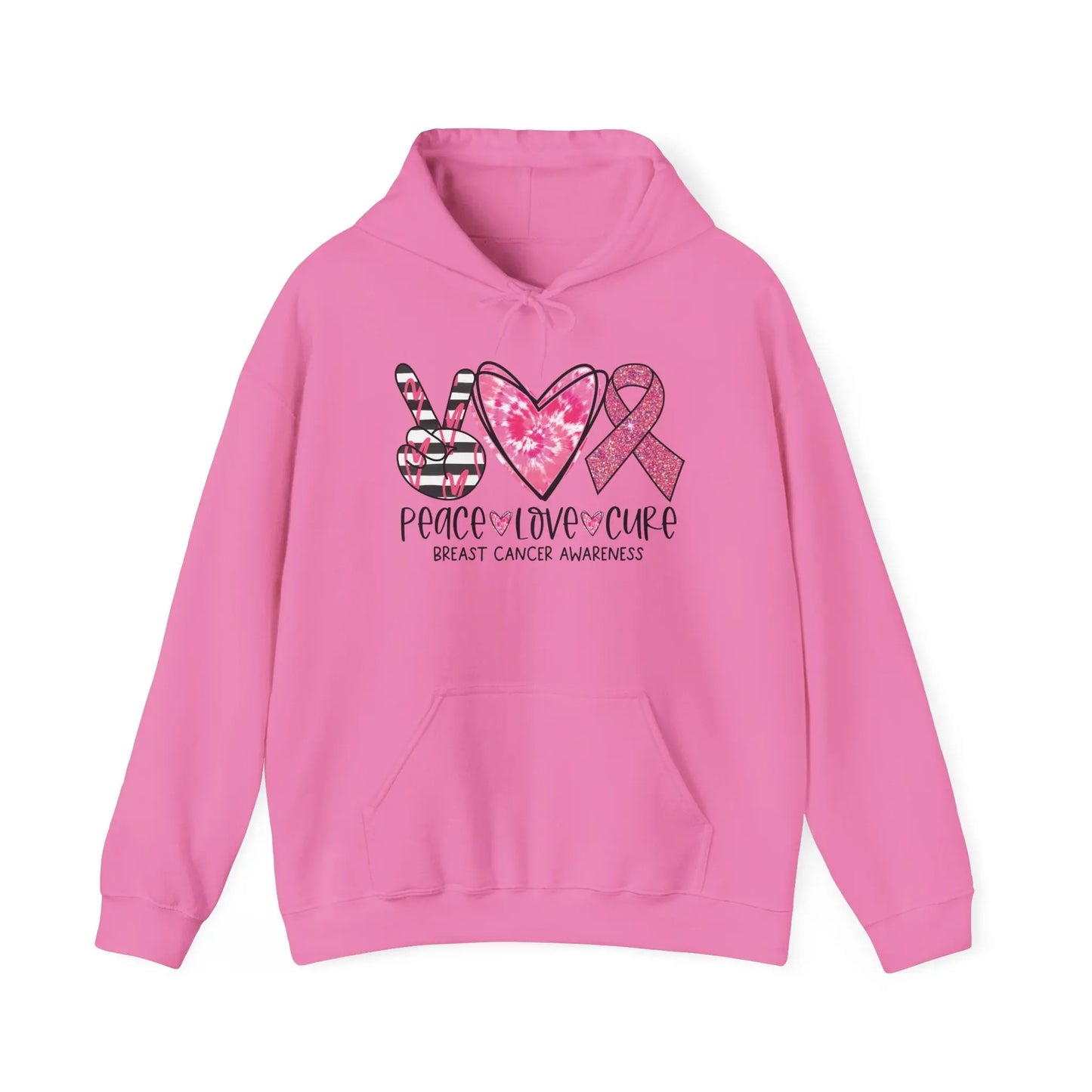 Peace, Love, Cure Breast Cancer Awareness Hoodie image 9