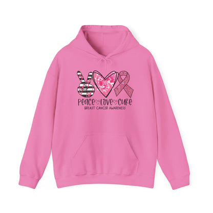 Peace, Love, Cure Breast Cancer Awareness Hoodie image 9