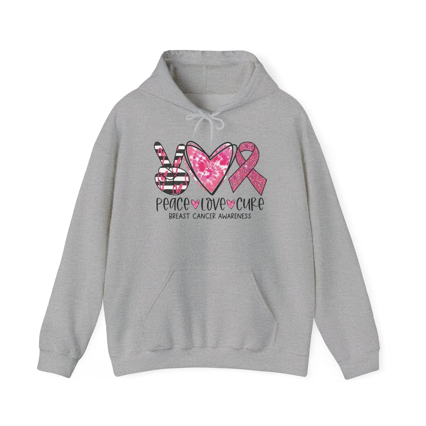 Peace, Love, Cure Breast Cancer Awareness Hoodie image 3