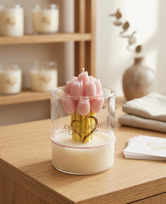 Pink Tulip Floral Sensation Candle-0