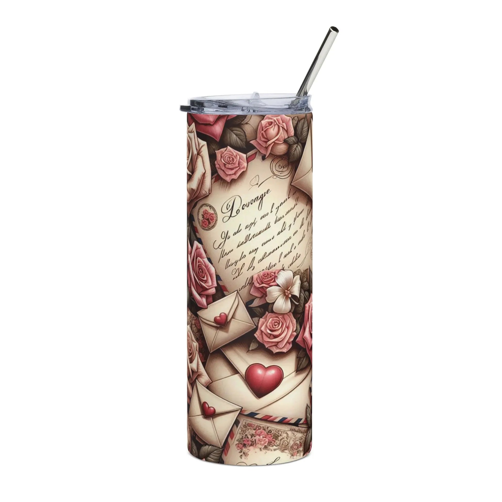 Vintage Love Letters & Roses Tumbler image 0