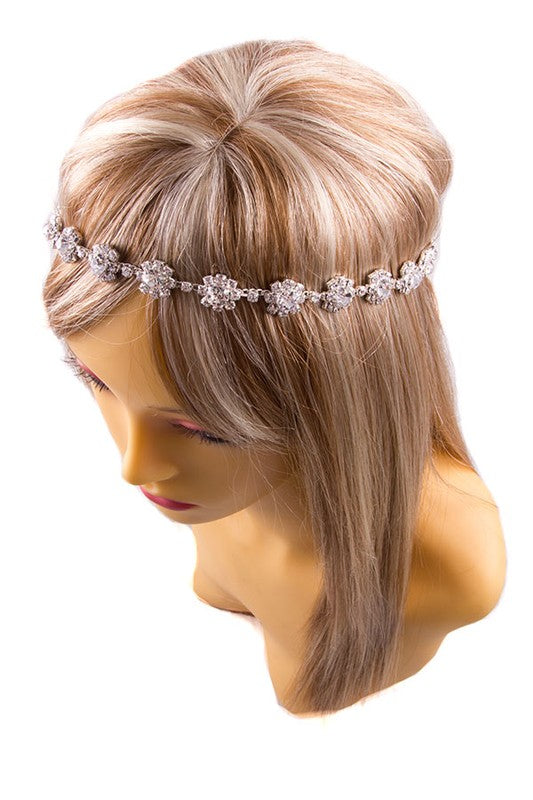 Delicate flower rhinestone headband for bridal and formal occasions

