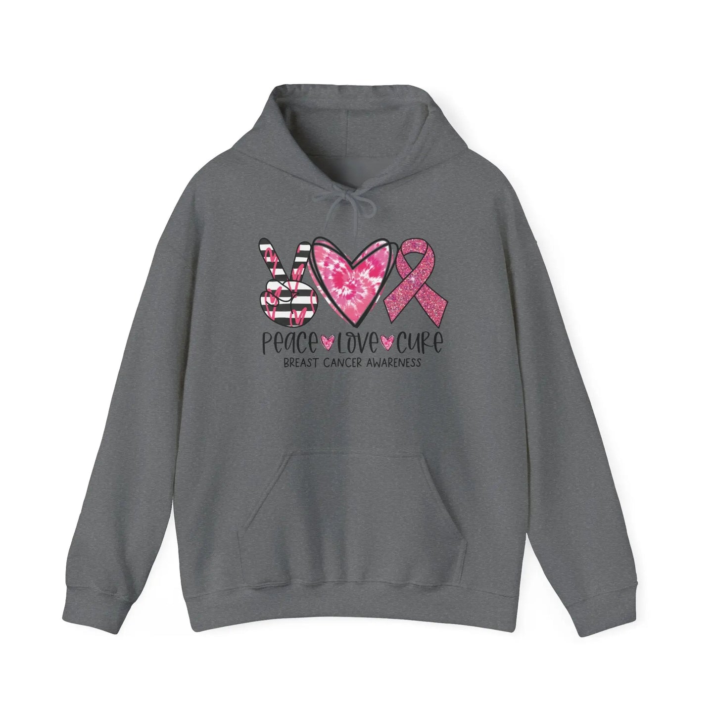 Peace, Love, Cure Breast Cancer Awareness Hoodie image 6