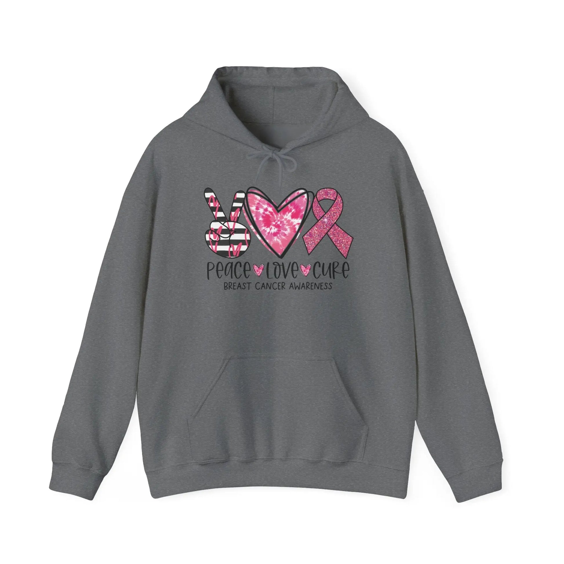Peace, Love, Cure Breast Cancer Awareness Hoodie image 6