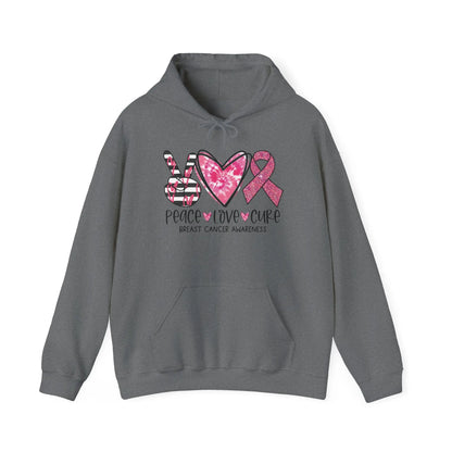 Peace, Love, Cure Breast Cancer Awareness Hoodie image 6