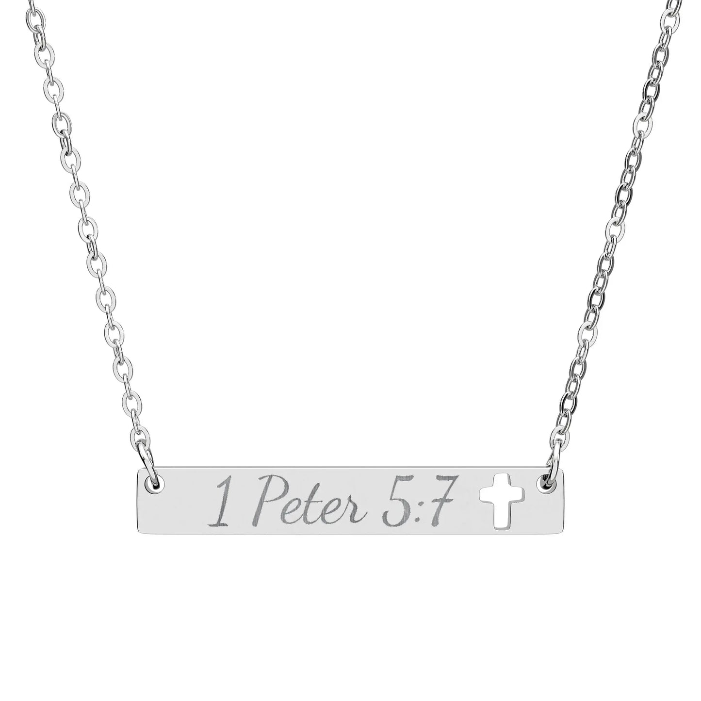 Engraved 1 Peter 5:7 Christian Pendant image 1