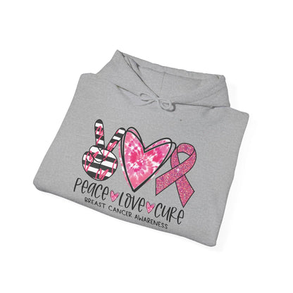 Peace, Love, Cure Breast Cancer Awareness Hoodie image 5