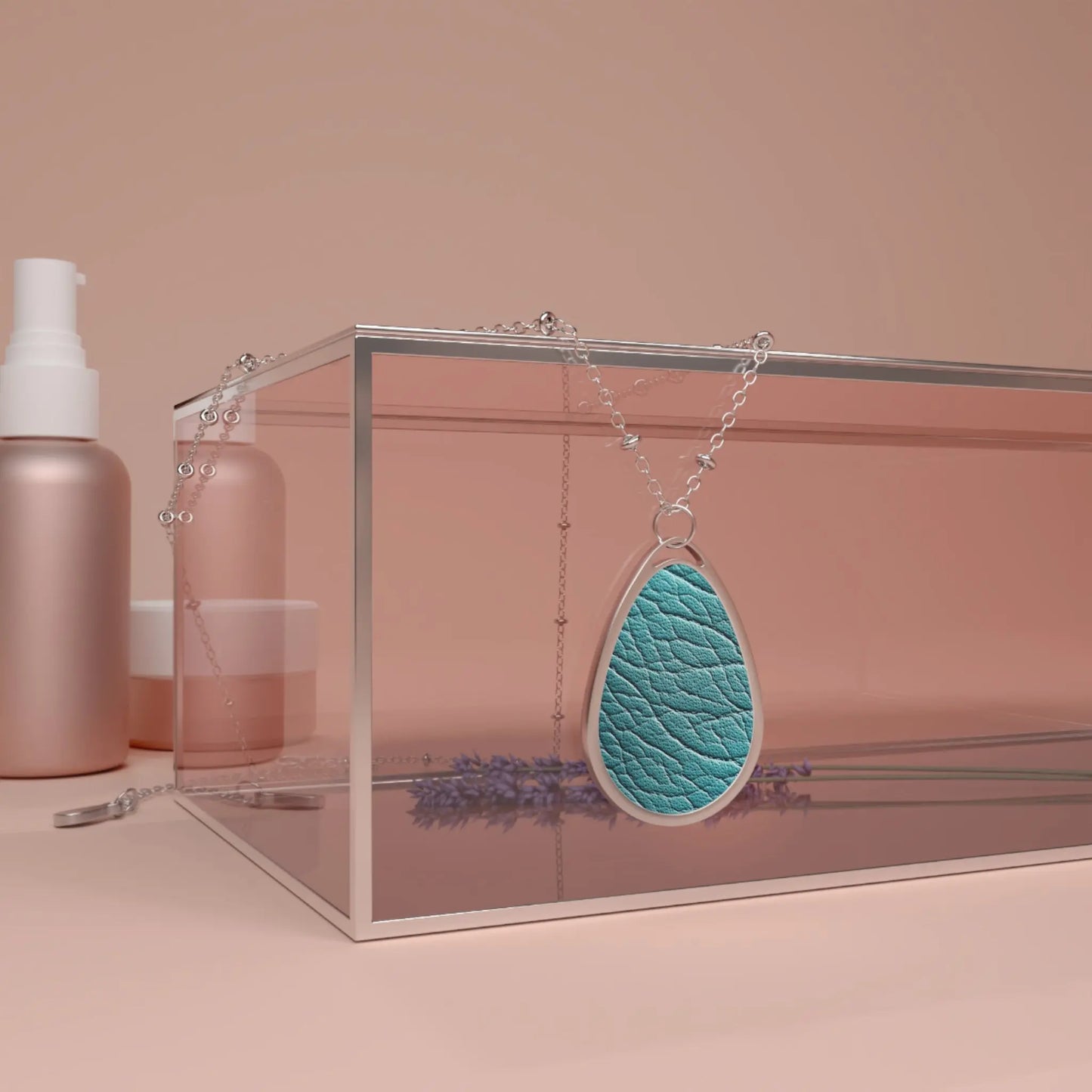 Turquoise Faux Leather Pendant Necklace image 3